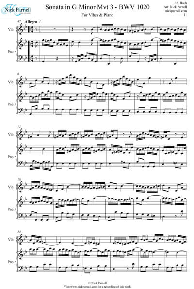 Allegro in G Minor – BWV 1020